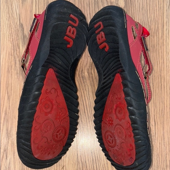 Jambu Red Flats with Floral Cut-Outs and Adjustable Strap - Picture 5 of 5